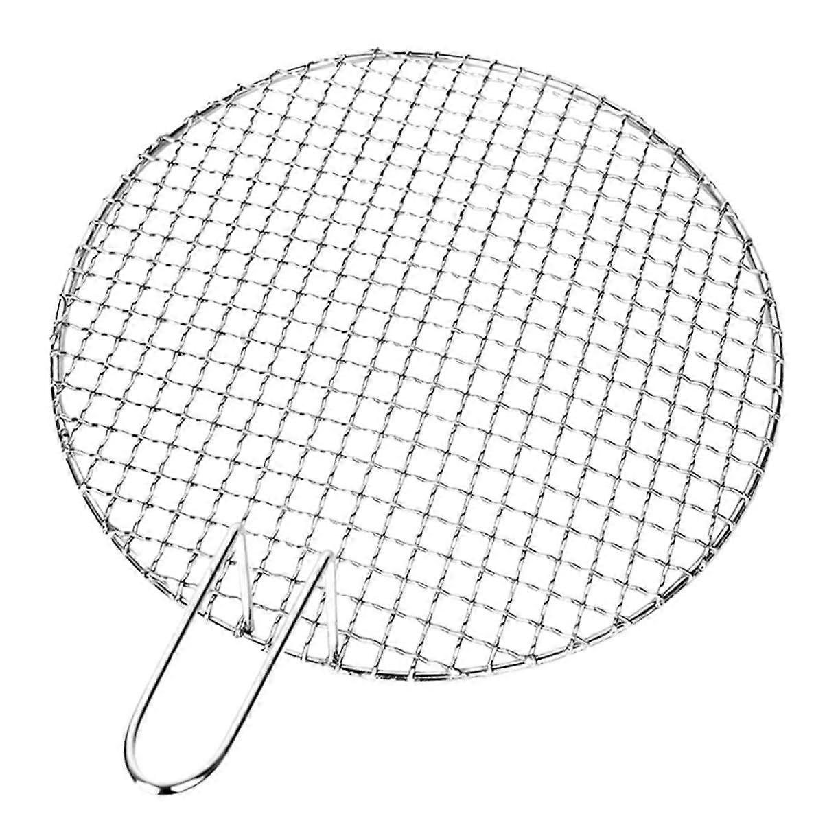Grill Net Stainless Steel Cooking Grate Steamer Stainless Steel Round Frame Barbecue Net Oven Grill Rustproof Silver