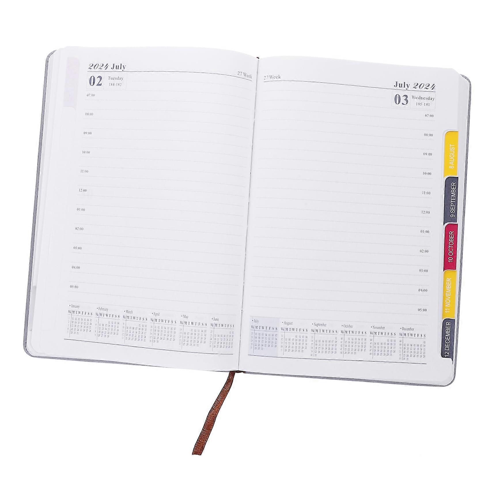Notebook A5 Purple PU Leather Refillable Diary Planner With Strap 2024 Calendar Sketchbook For Students 21x14.3x2 Cm