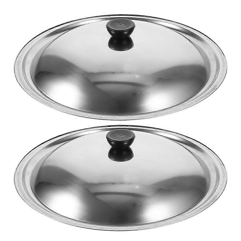 Round Replacement Lid For Skillet Anti Spill Function 32cm Diameter Silver 2Set