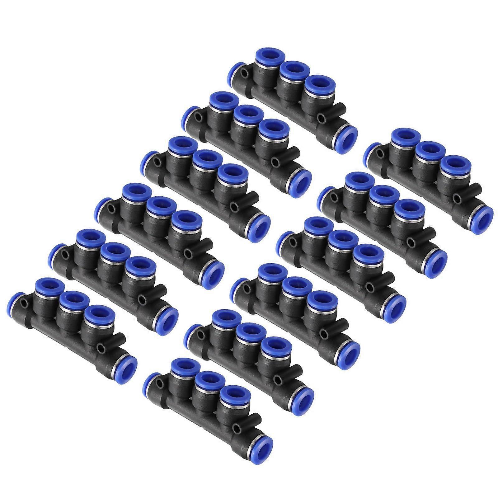 20pcs 8mm OD 5 Way Plastic Pneumatic Push Lock Quick Release Connector