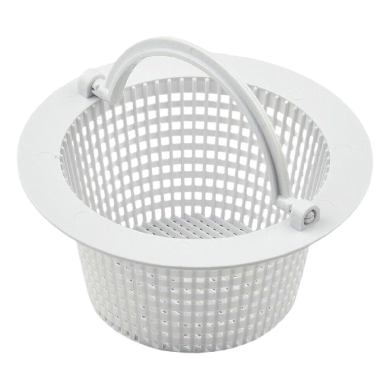 Skimmer baskets for pools, replacement filter baskets with handles, pool cleaning accessories for removing leaves, dirt, hair residues, and grass.