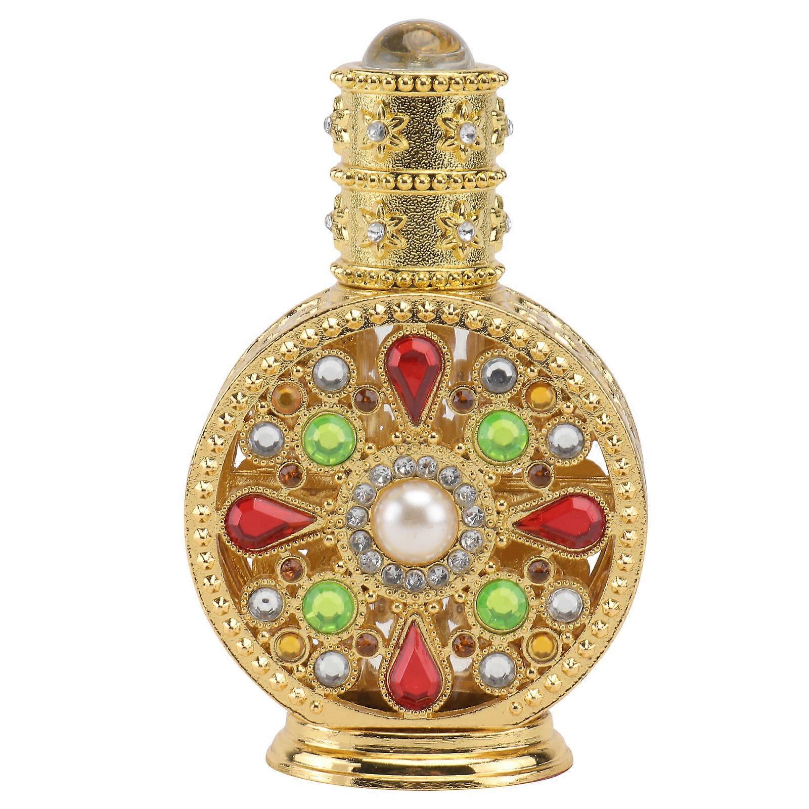 観賞用香水瓶シックなエッセンシャルオイルコンテナゴールデンホームデコレーション用漏れ防止1個