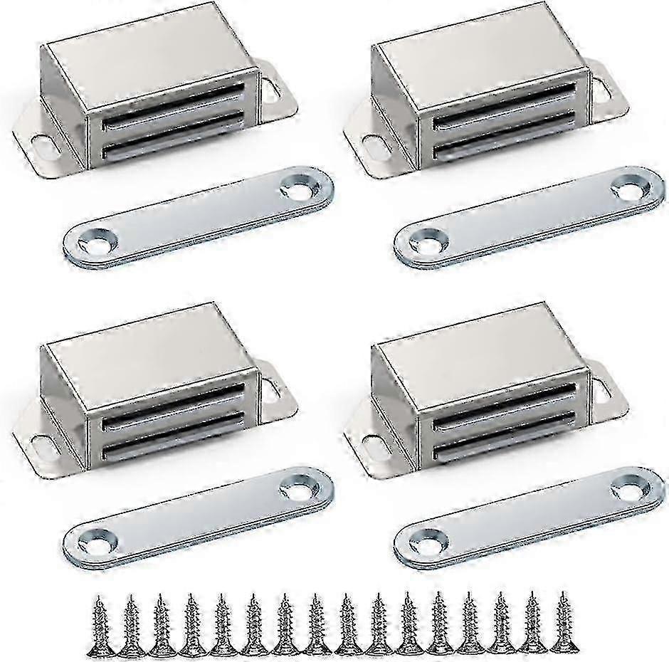 4 Pack Magnetic Door Catches for Cupboards - Strong Magnetic Door Lock System for Secure Closure and Easy Access