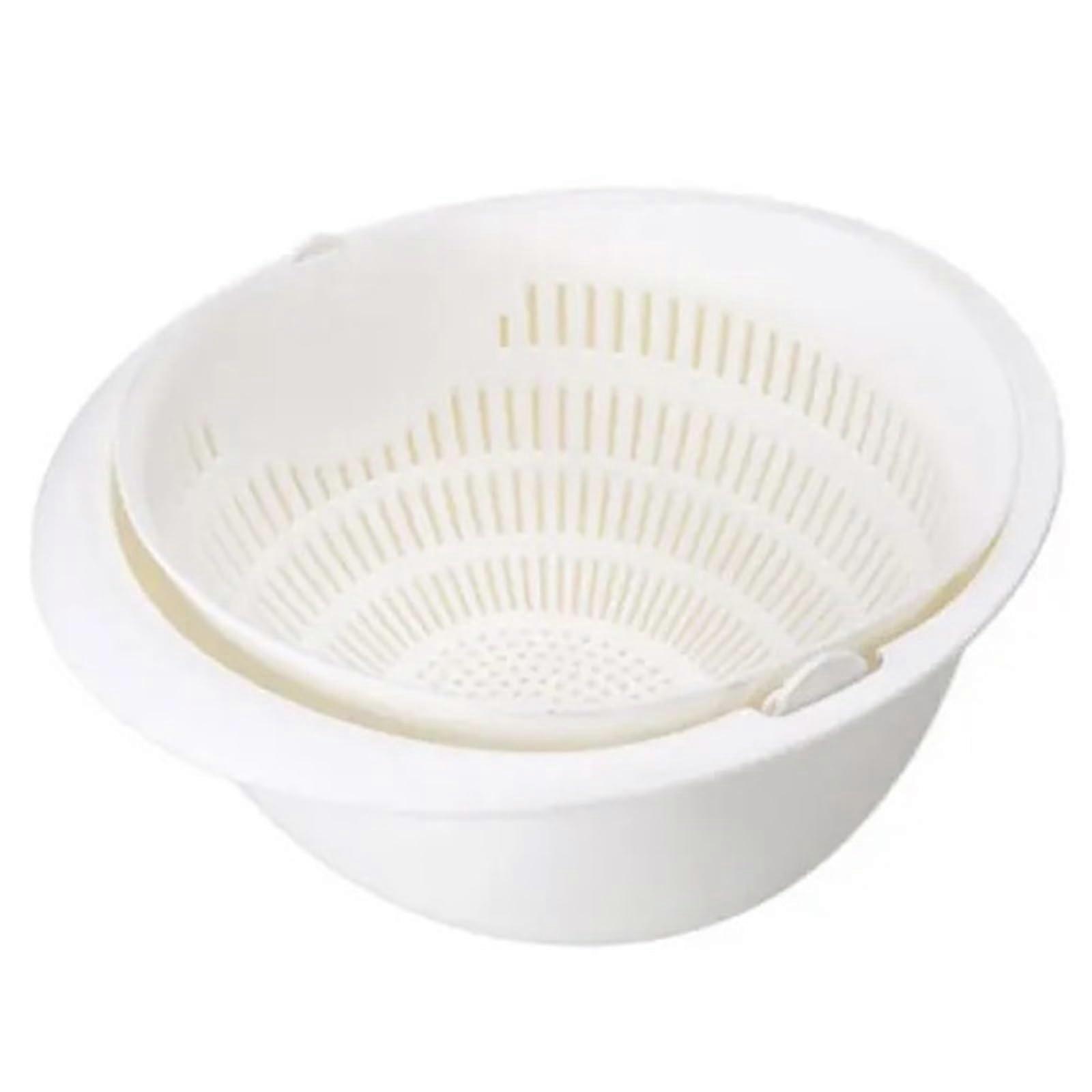 Fruit Bowl, Removable DoubleLayer Drain Basket for Fruits and Vegetables (G595C white)