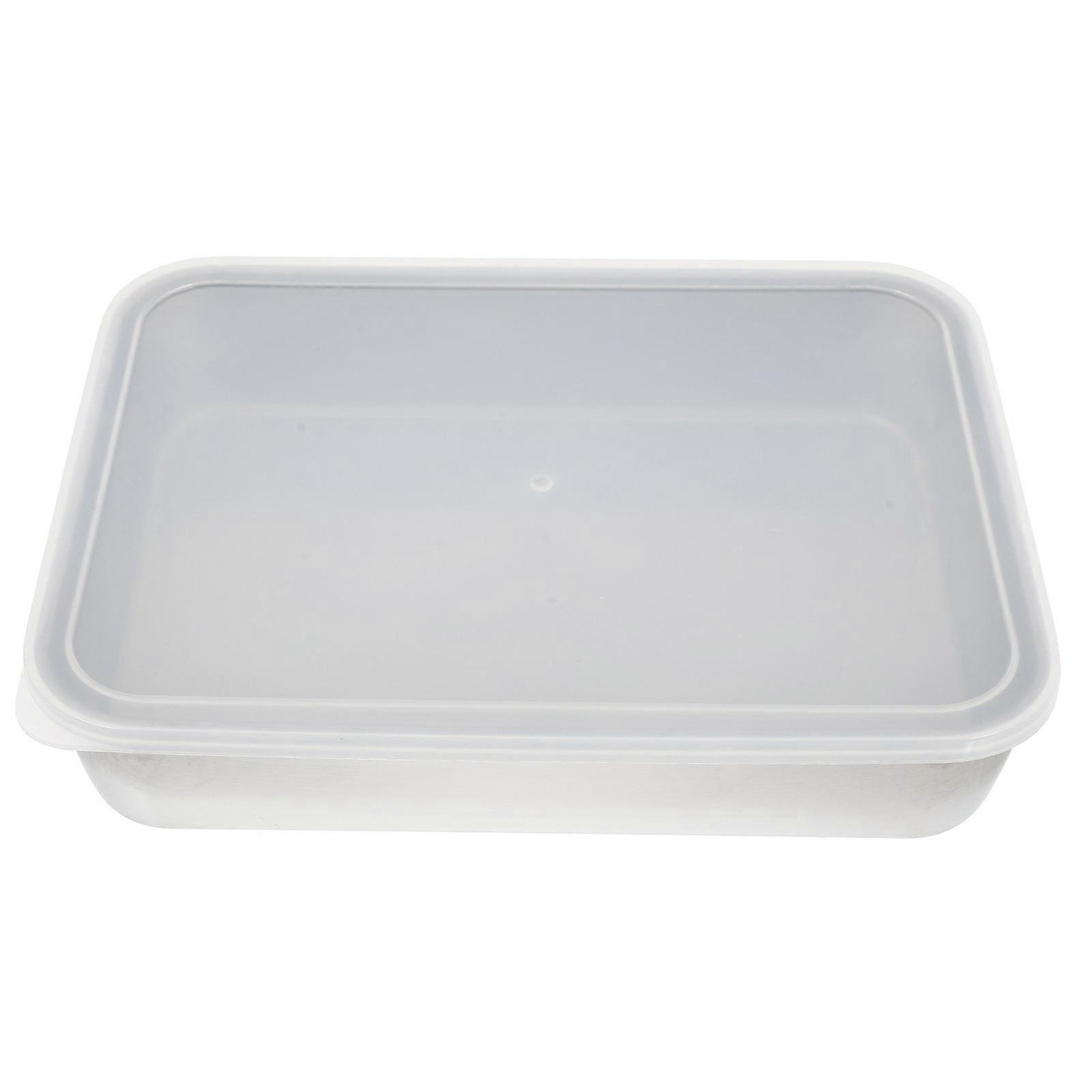Stainless Steel Lunch Snack Containers With Lid Bbq Pan Rectangular Fridge Storage Container Dumpling Storage Box Salad Box Leakproof Metal Food