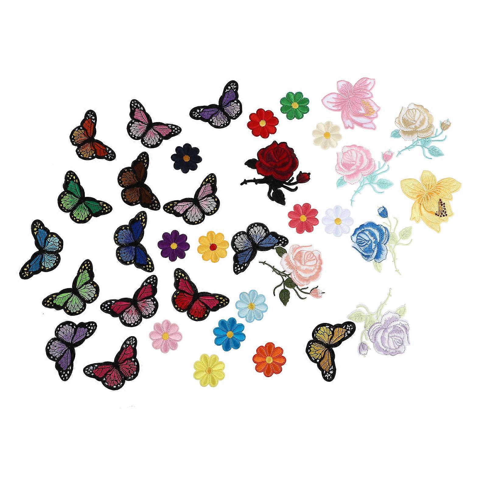Floral Sew On Patch Easy to Stick and Sew for Bed Sheets and Garments Assorted Color 8.5x8.5cm 36Pcs