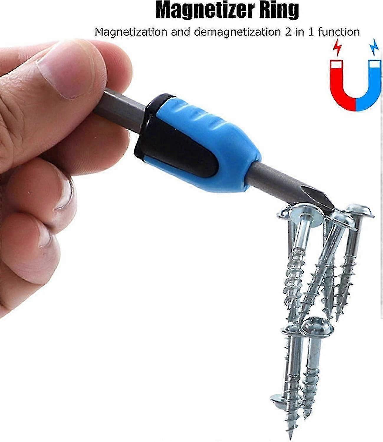 ZENGO Magnetizing Ring For Detachable Screwdriver Bits - 3 Universal Magnetic Bits For Screwdriver Bits
