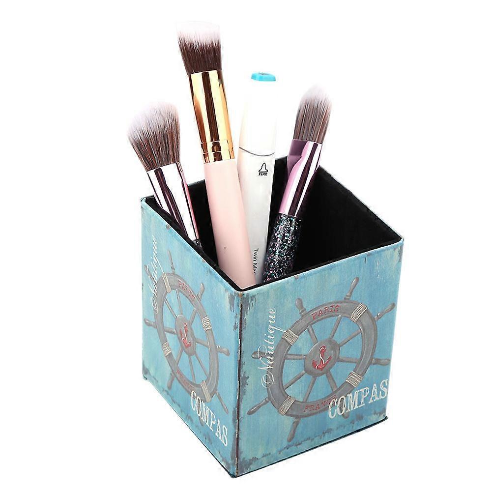 Large Capacity Square Retro Desk Pen Holder Storage Box Jewelry Table Holder 1#