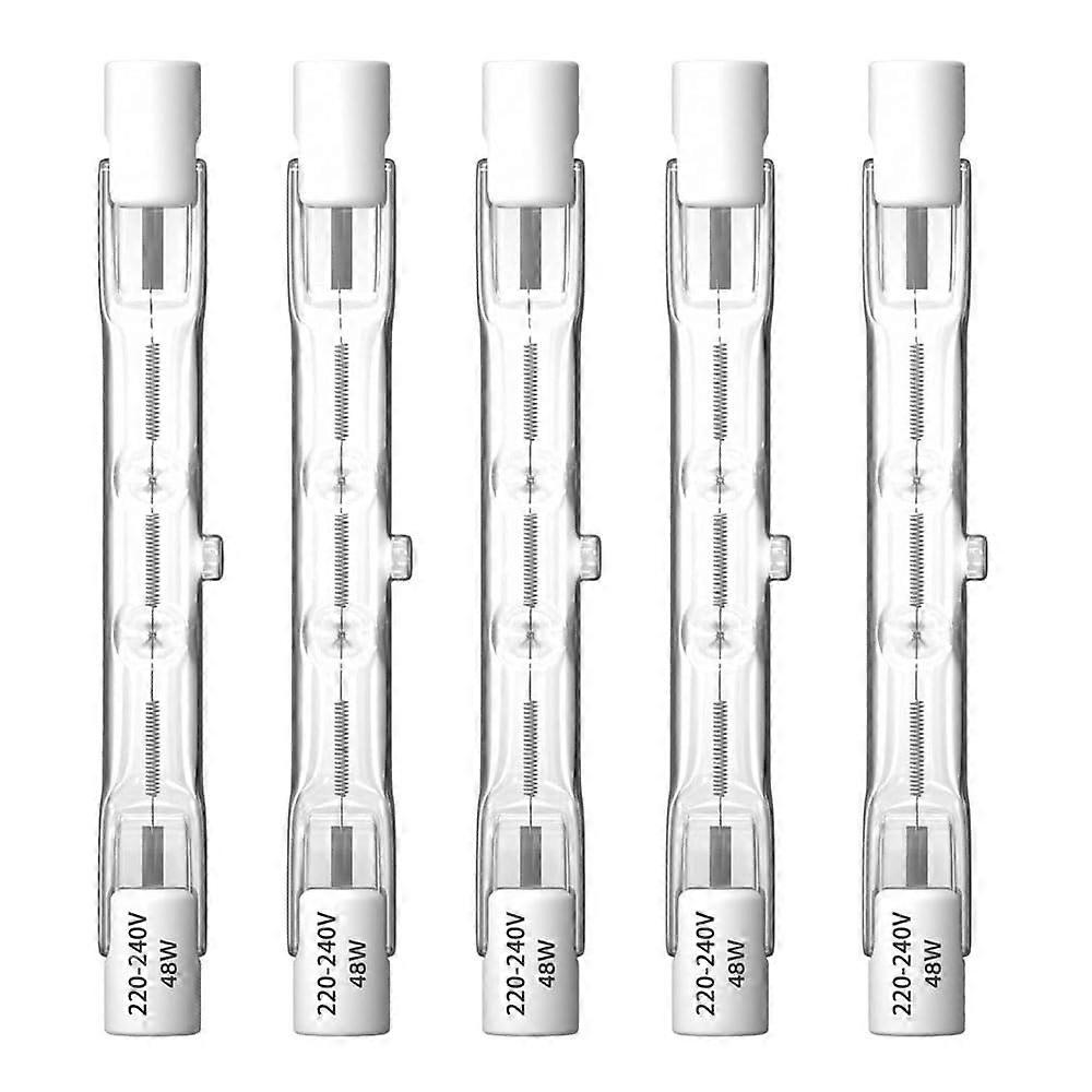 R7S Halogen Bulbs 48W, Dimmable Warm White 2800K, Pack of 5