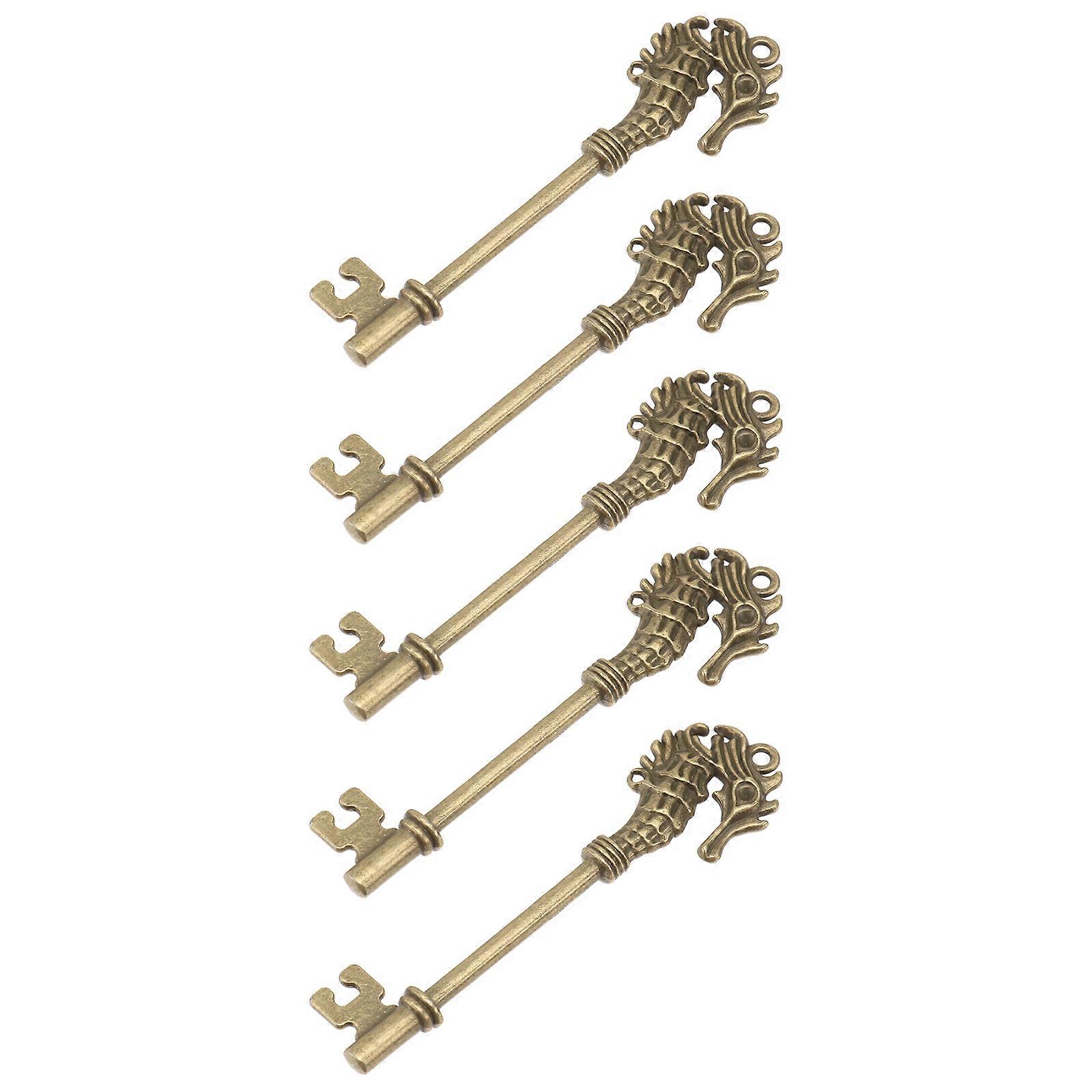 DIY Alloy Pendant Set for Necklace Key Chain and Bracelet Decoration Coffee Color 5 Pieces