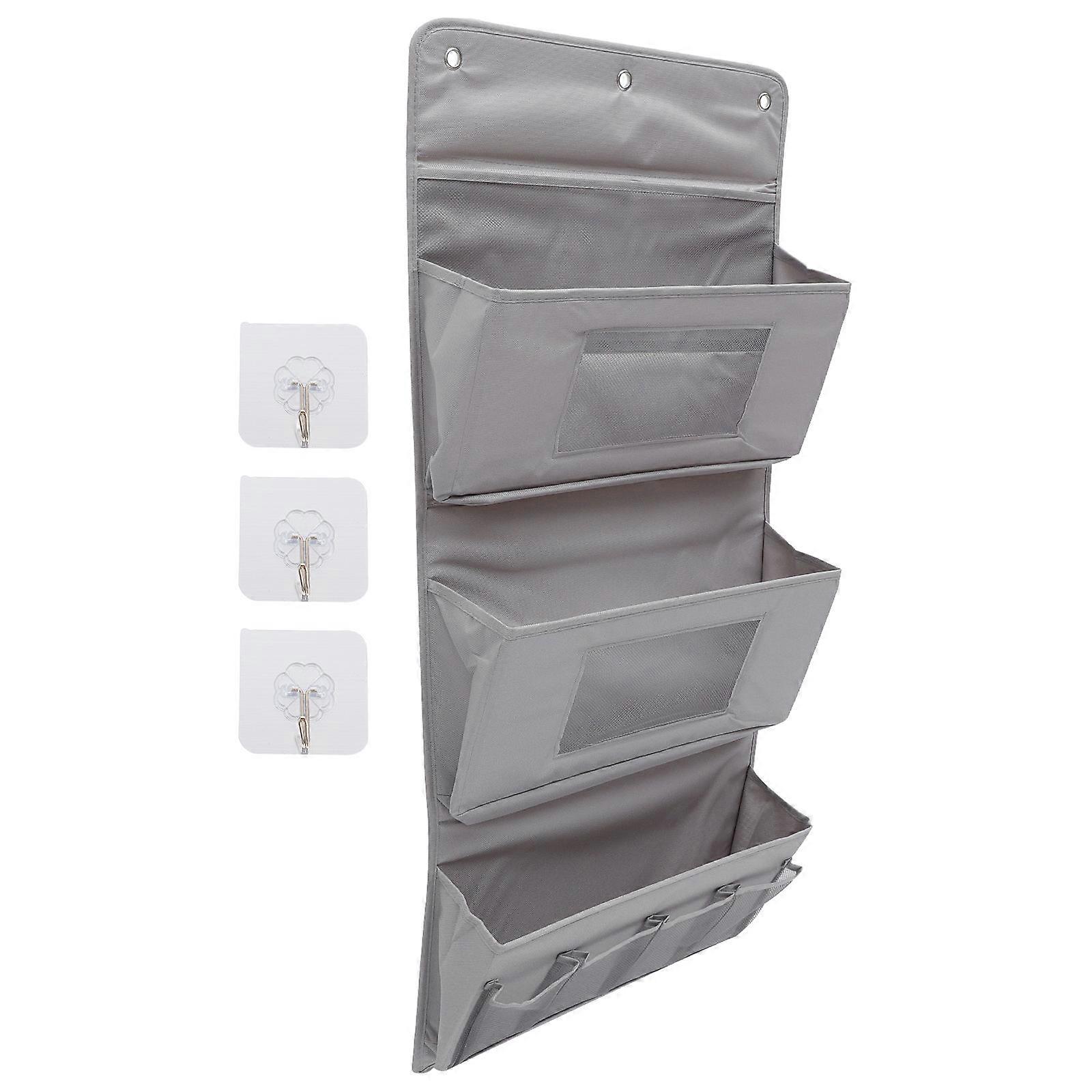 Grey Wall Hanging Bag with Hooks Large Capacity Storage Bag for Organized Space 70 cm x 40 cm