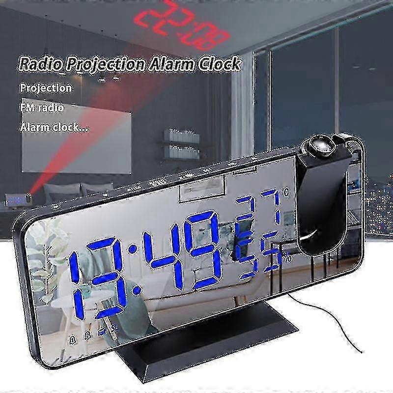 Multifunctional Led Electronic Clock Large Screen Display Projection Alarm ClockWhite SZRH A-J