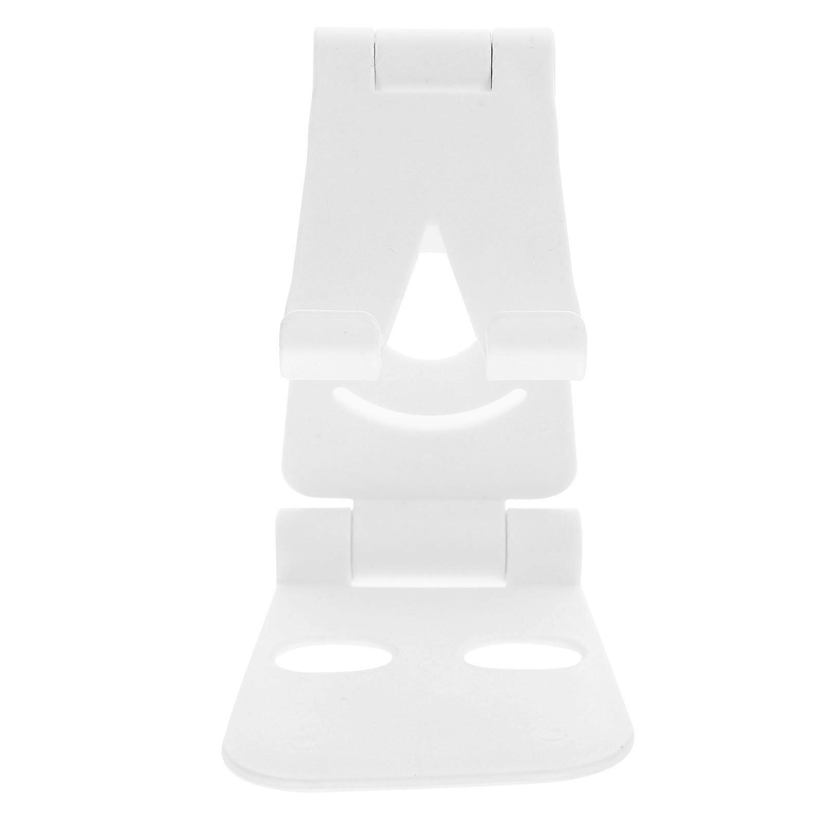 White ABS Phone and Tablet Holder with Double Spaces Foldable Stand for Desktop Use Supports Phones