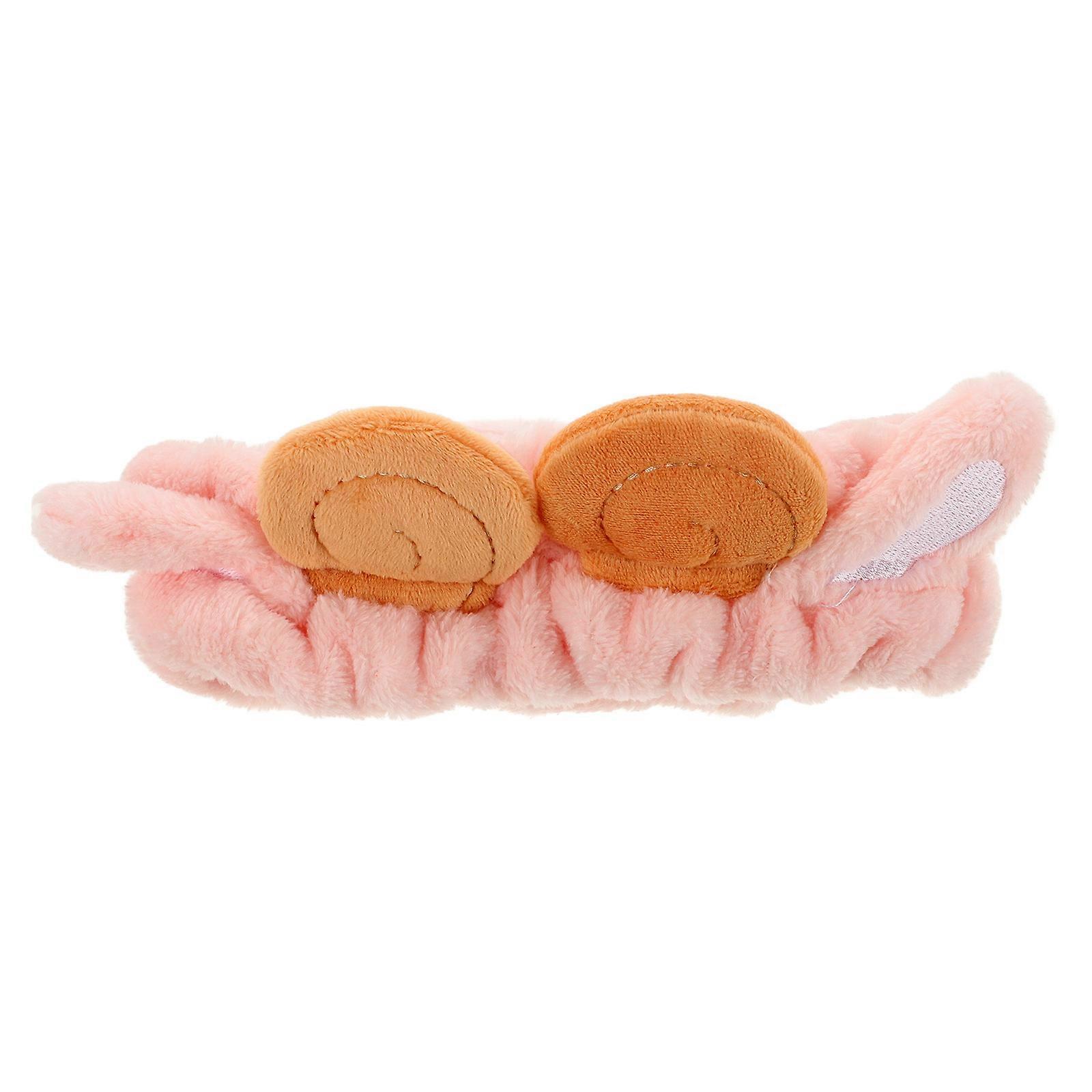 Washing Face Headband Headband for Women Taking a Bath Cute Style Pink Plush Face Washing 1Set
