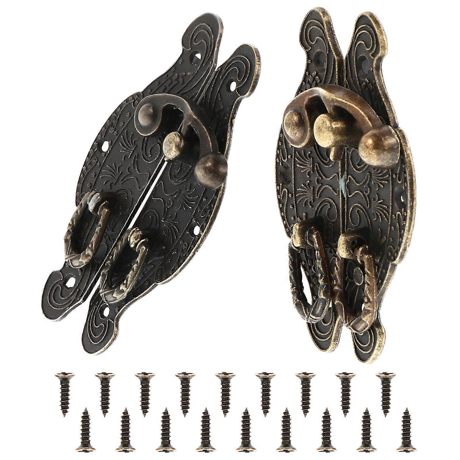 Retro Box Latches Jewelry Case Locks Security Heart-Shaped Bronze 2Pcs