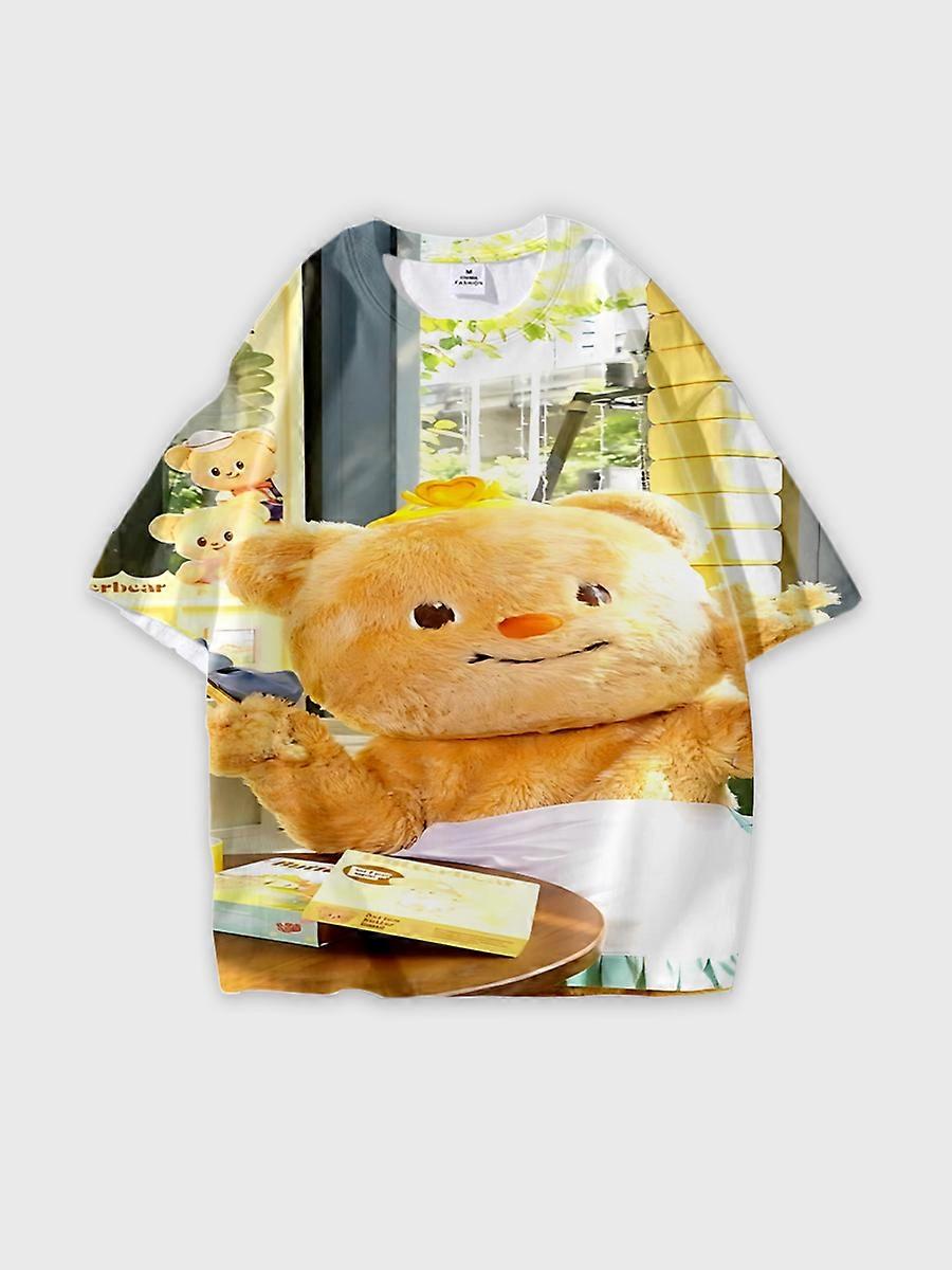 T-shirt round neck Pattern loose short sleeve O106