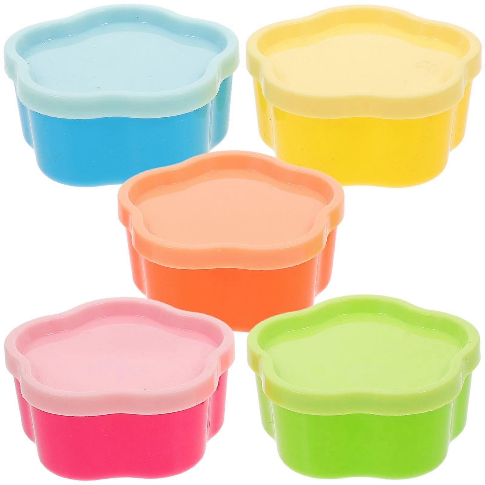 5pcs Reusable Plastic Salad Dressing Boxes Snack Containers Condiment Cup Dipping Case