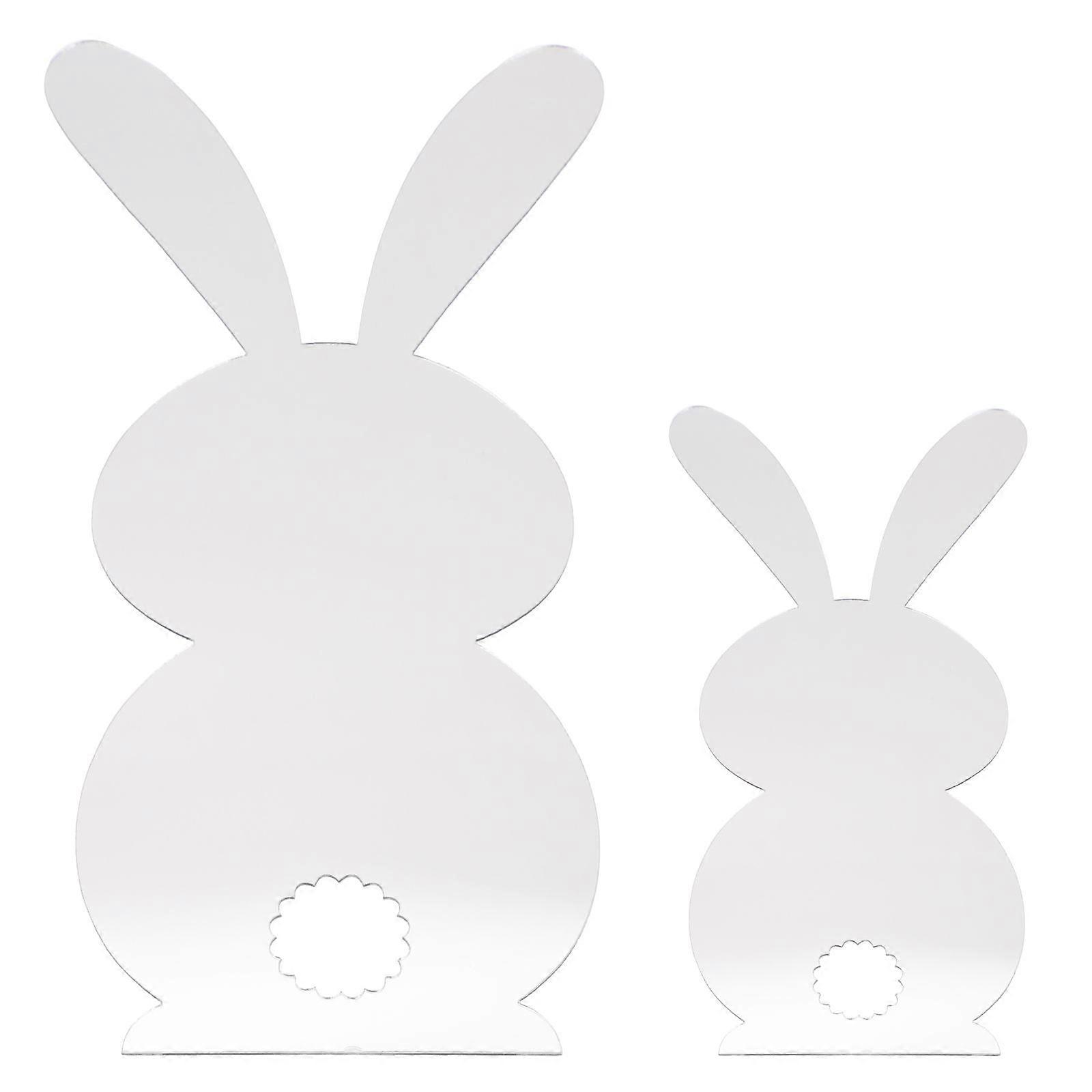 2pcs Mirror Easter Decals Window Stickers Bunny Pattern Design Wall Stickers