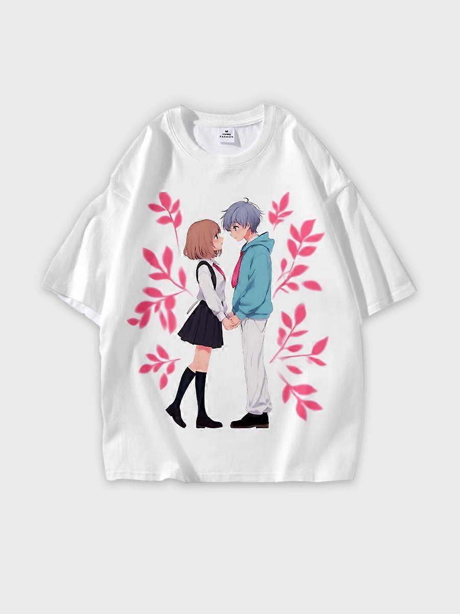 T-shirt round neck book Characters Pattern loose short sleeve E1961