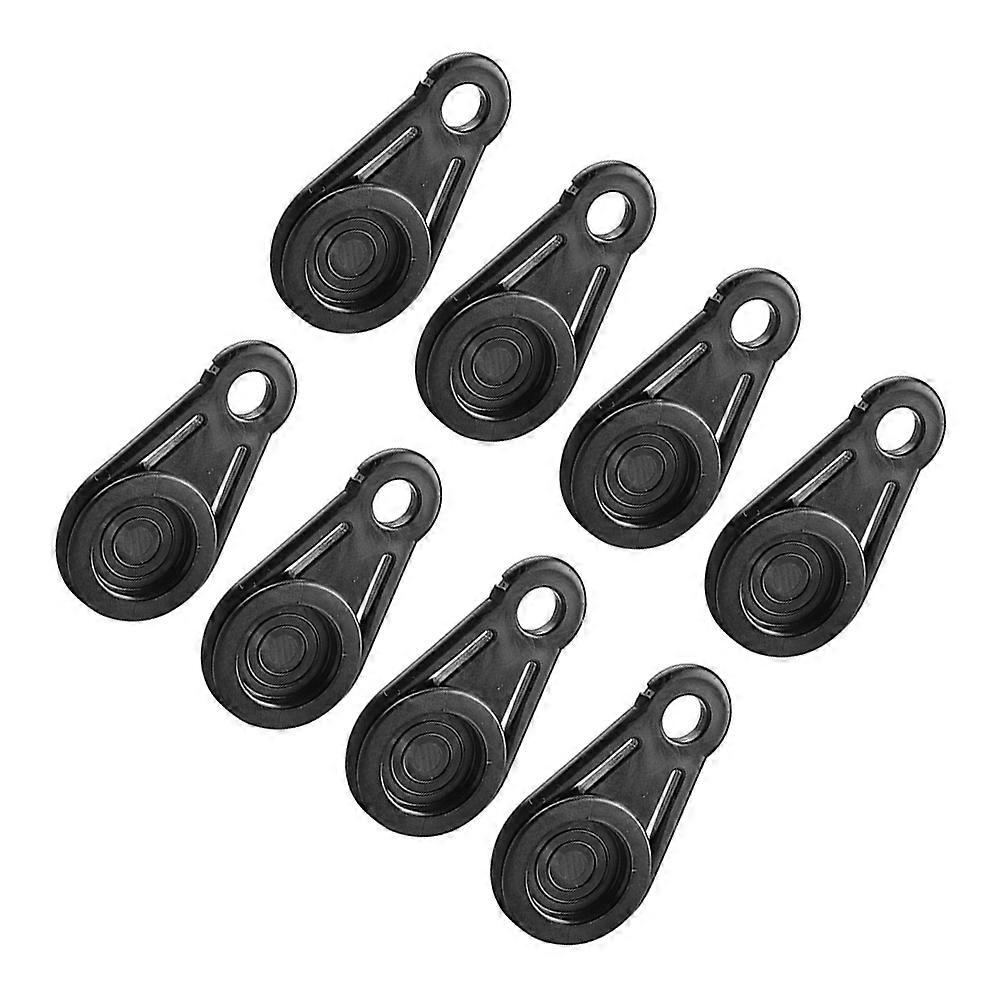 Black Plastic Tent Clips with Round Lock for Tarpaulin and Camping Use 8 Pieces