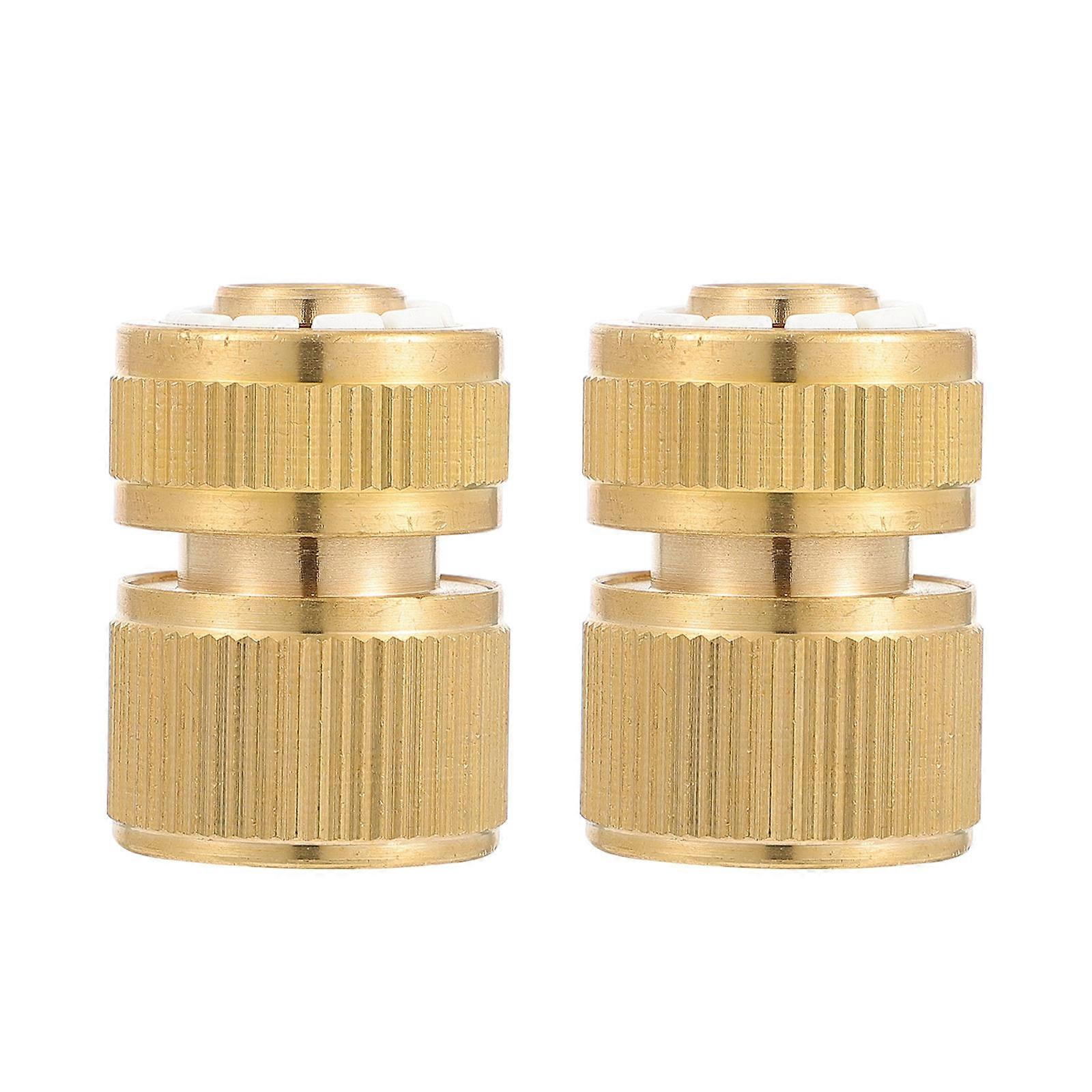 Brass Hose Quick Connect Copper Connector Ideal For Garden Irrigation System Water Stop Function 2Pcs Rust-resistant