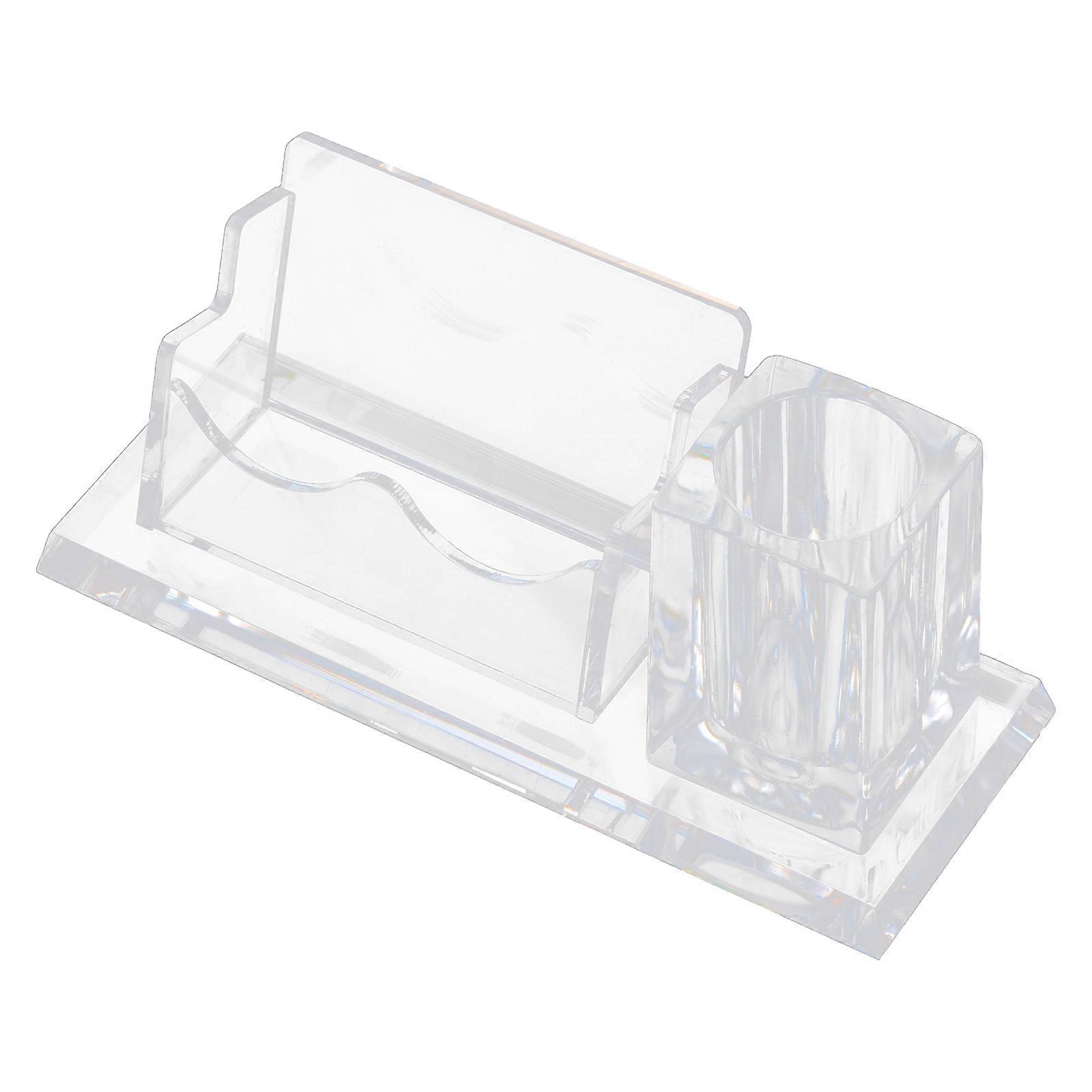 Transparent Acrylic Business Card Holder for Desk with Minimalist Design and Smooth Edges 4.7 x 3.1 x 1.2 inches