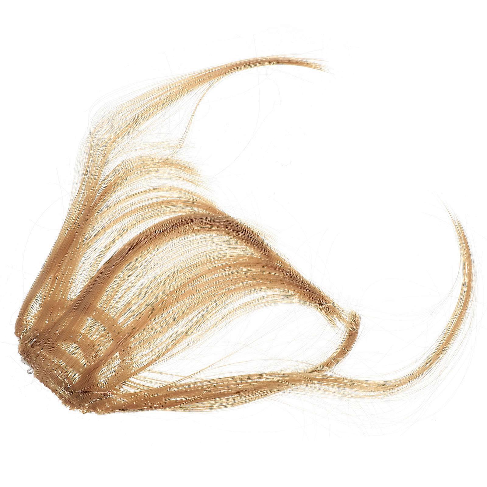 Golden Clip On Bangs Hair Extensions Made of High Temperature Fiber for Decoration 2 Pcs