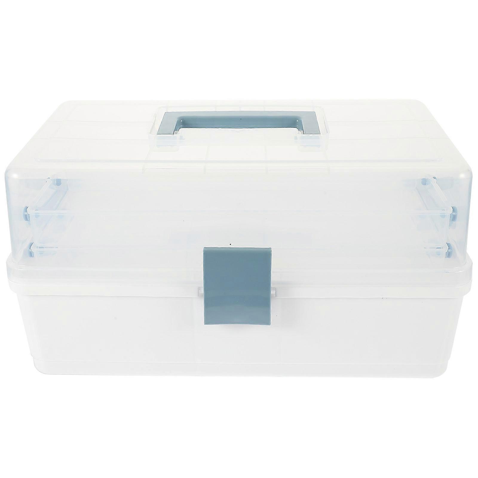 Hair Clip Organizer Box Multi Layer Storage Container for Hair Clips and Accessories Blue 32X17.5cm Clear Lid for 1Set