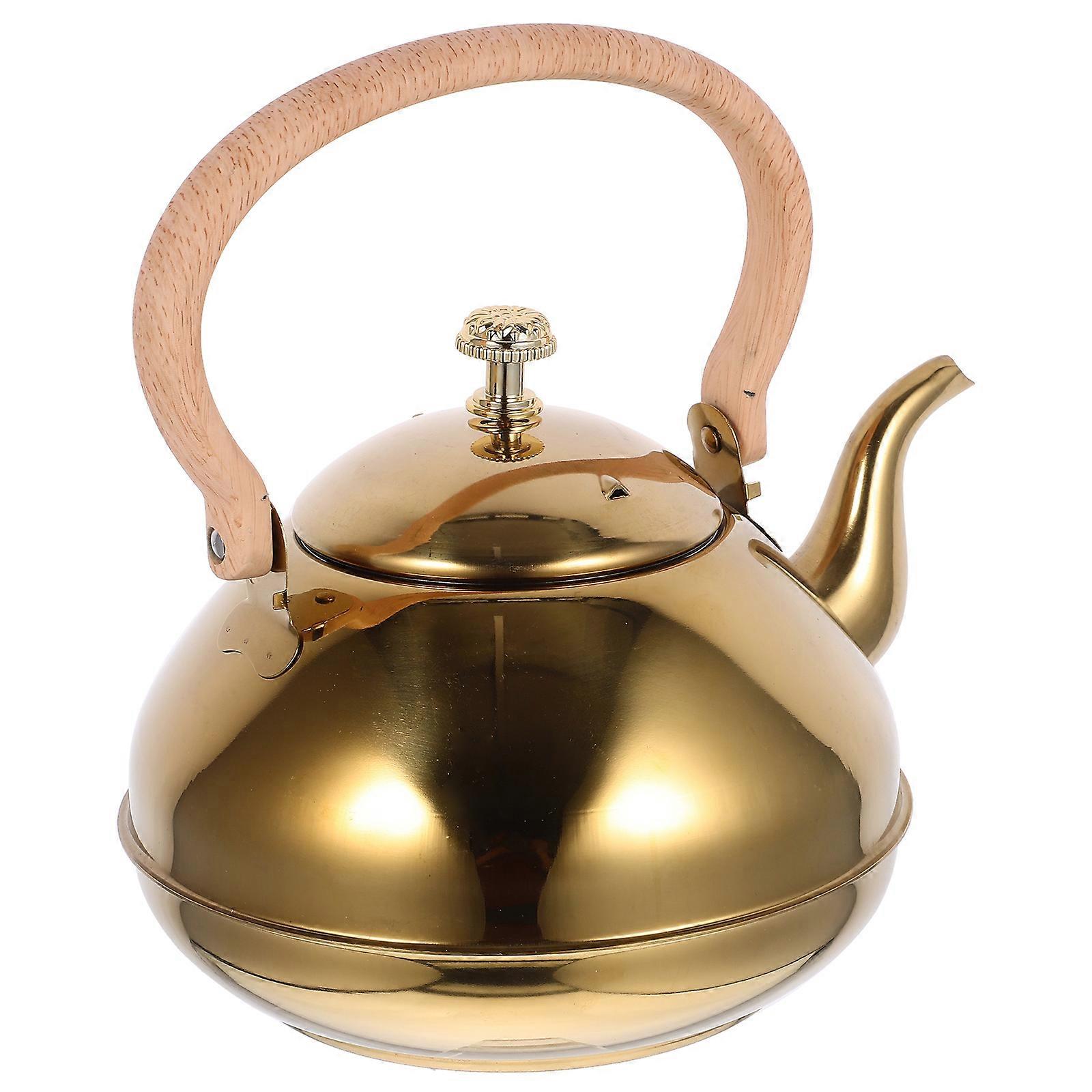Stainless Steel Tea Kettle With Handle Golden Finish Large Capacity For Home Use 2.5