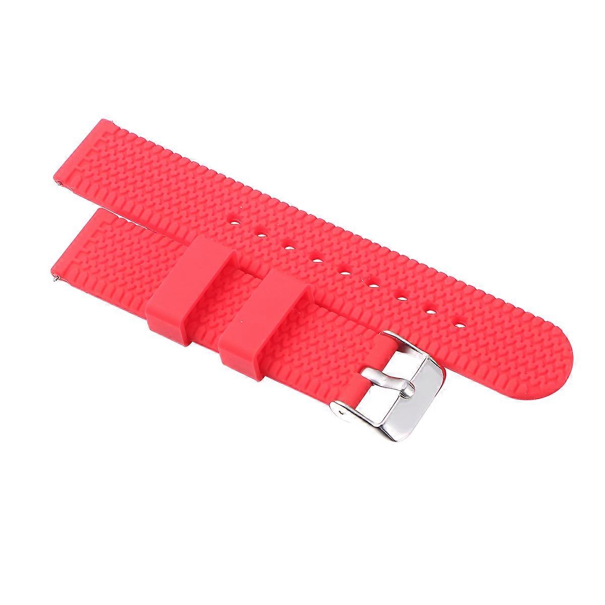 Adjustable Silicone Watch Strap for Fitness Watch Red Moderate Softness Comfortable to Wear 20mm