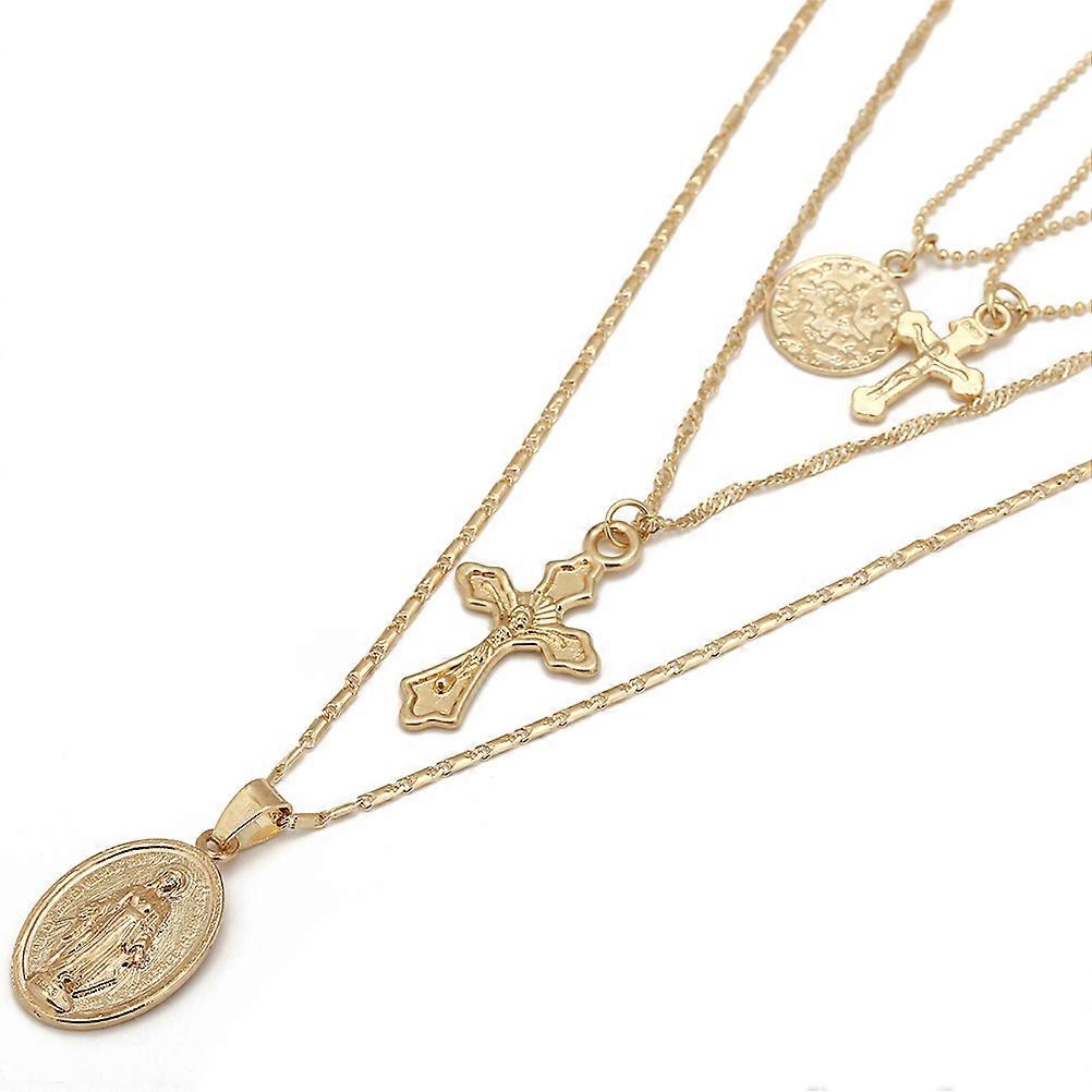 Golden Alloy Multilayer Necklace for Women with Elegant Design and Durable Quality 3 Layered