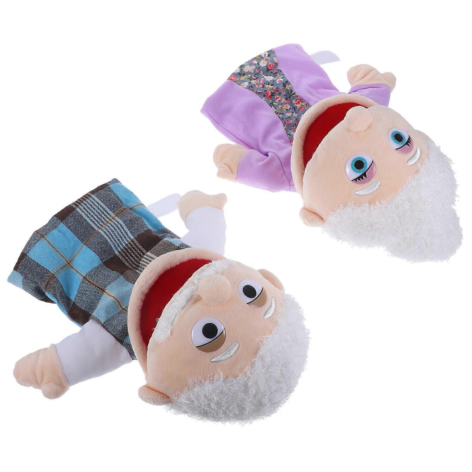 2pcs Lifelike Hand Puppets for Adults – Creative Storytelling with Grandpa & Grandma Figures, Bright Colors, Soft Natural Material for Interactive