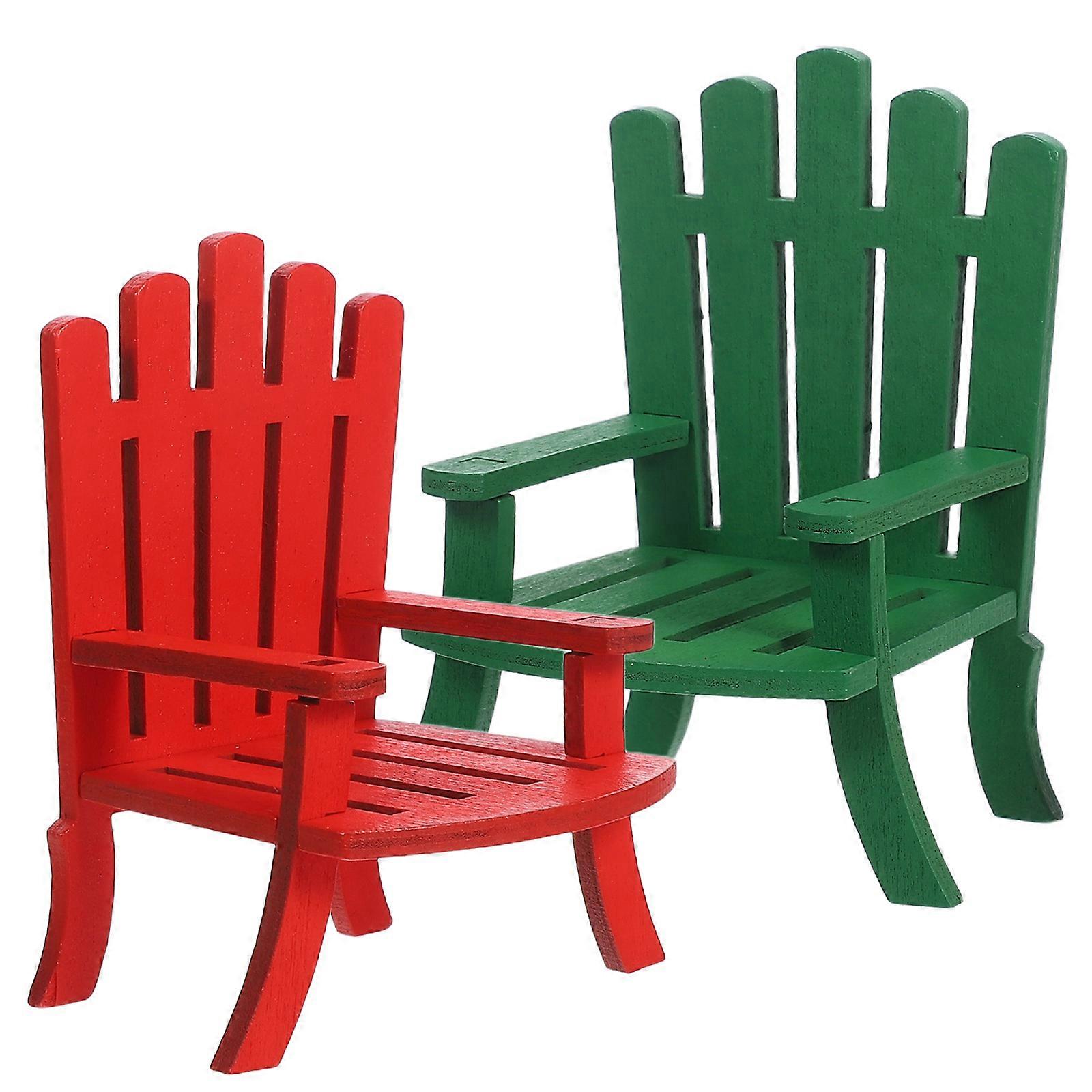 2Set Wood Mini Chairs Dollhouse Accessories Photography Props Summer Scenes Assorted Color Dollhouse Decor