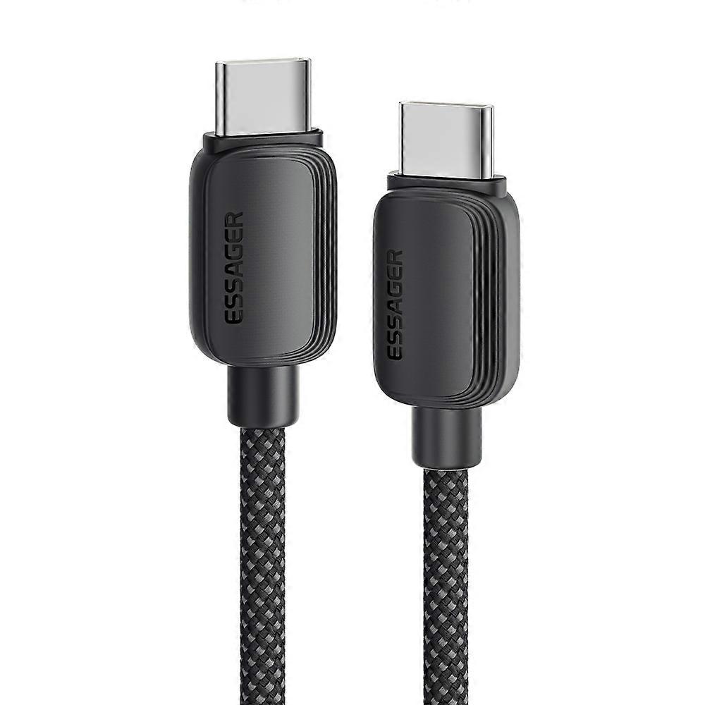 ESSAGER 2m C-C 100W Fast Charging Cable Type-C to Type-C Braided TPE Data Cord - Black