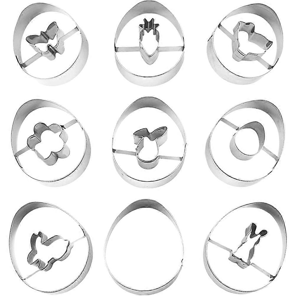 Stainless Steel Easter Cookie Cutters for Baking Decor Silver Color 9pcs