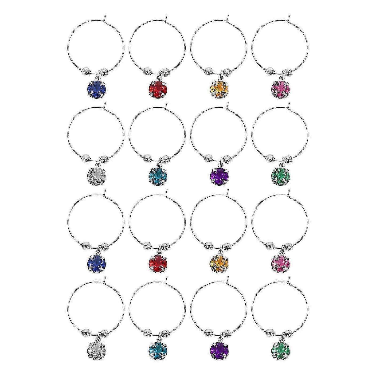 16 Pcs Champange Glasses Wine Glass Identifiers Diamond Wine Glass Charms Champagne Glasses Charms
