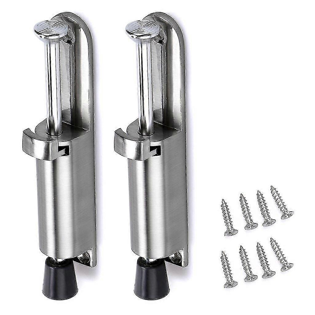 2-Pack Adjustable Kick Down Door Locks - Stainless Steel Stopper Holder