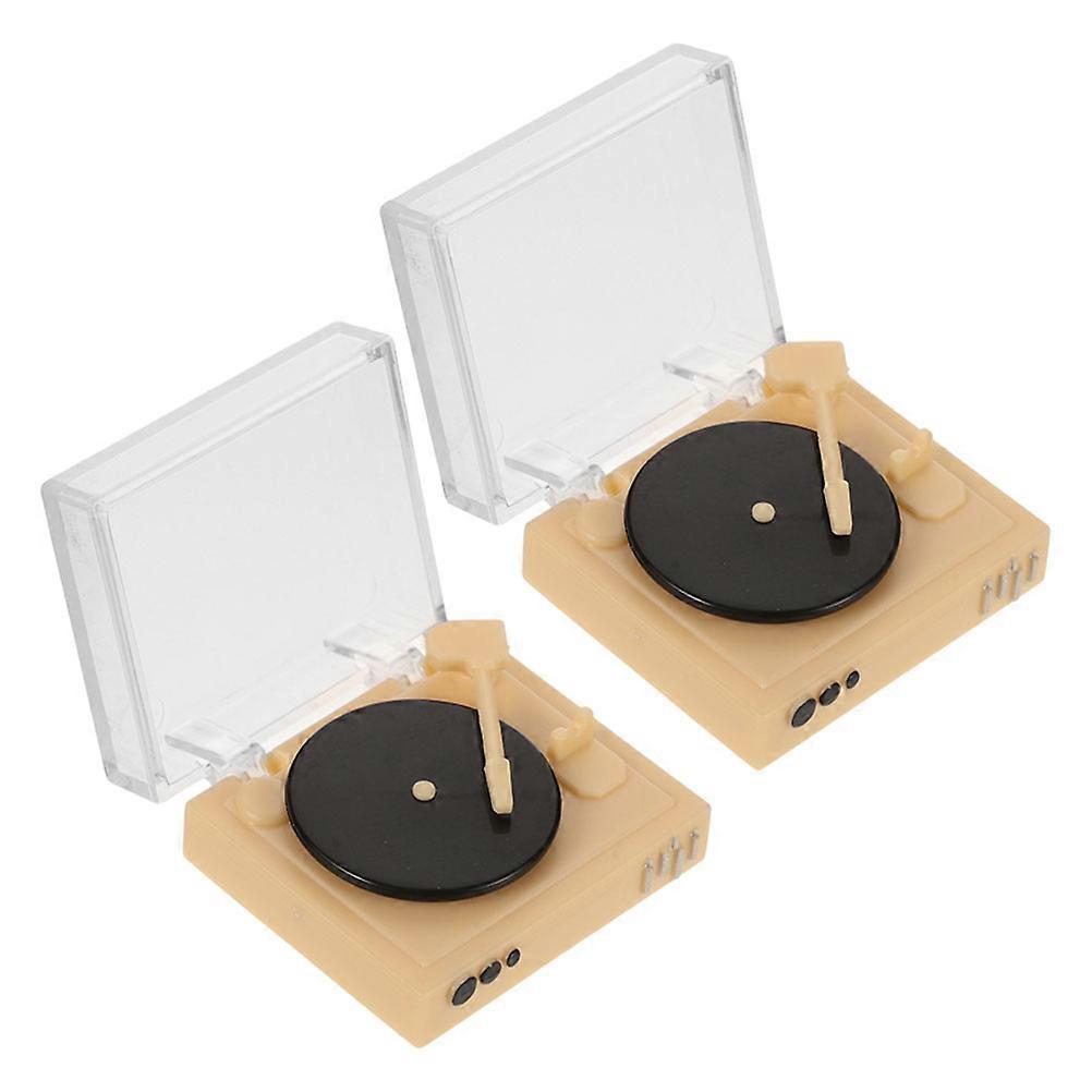 2pcs Miniature Dollhouse Record Player Vintage CD Player Model 1 12 Scale Accessories Furniture