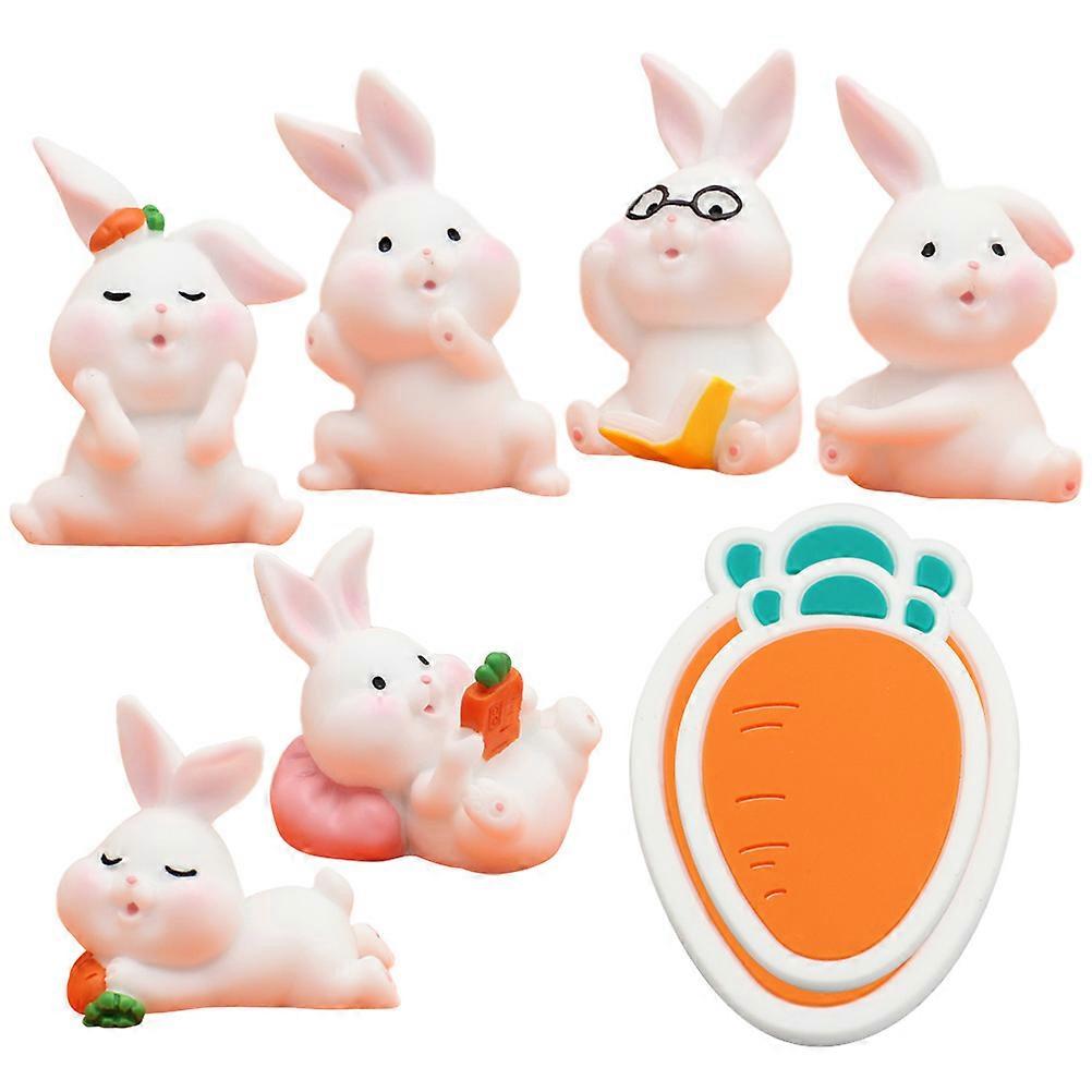 1 Set of Miniature Resin Rabbit Figurines Bunny Figurines Ornaments Mini Landscape Ornaments