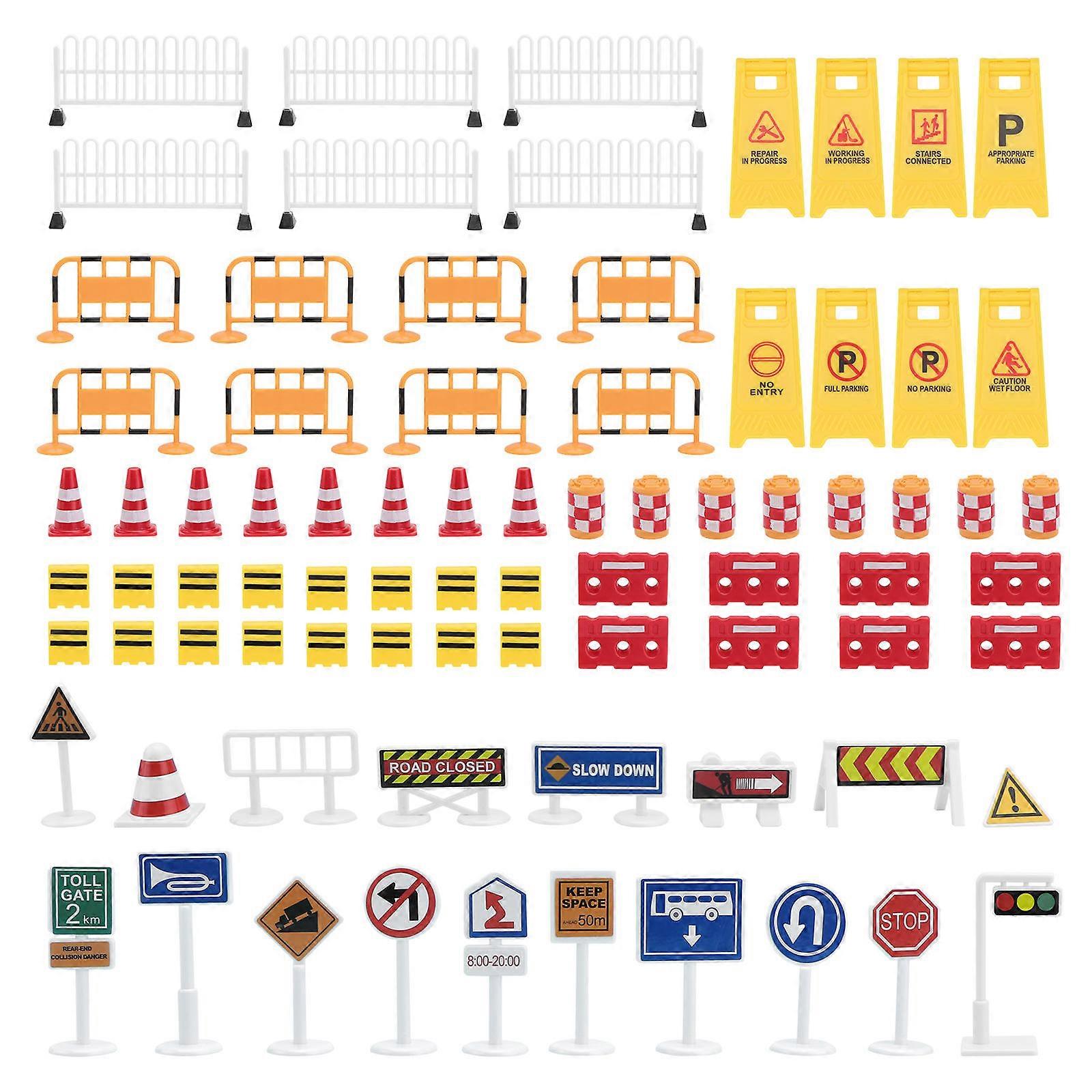 Assorted Color Simulation Traffic Sign Set for Kids Safe Durable Educational Play Toy 10 Pieces