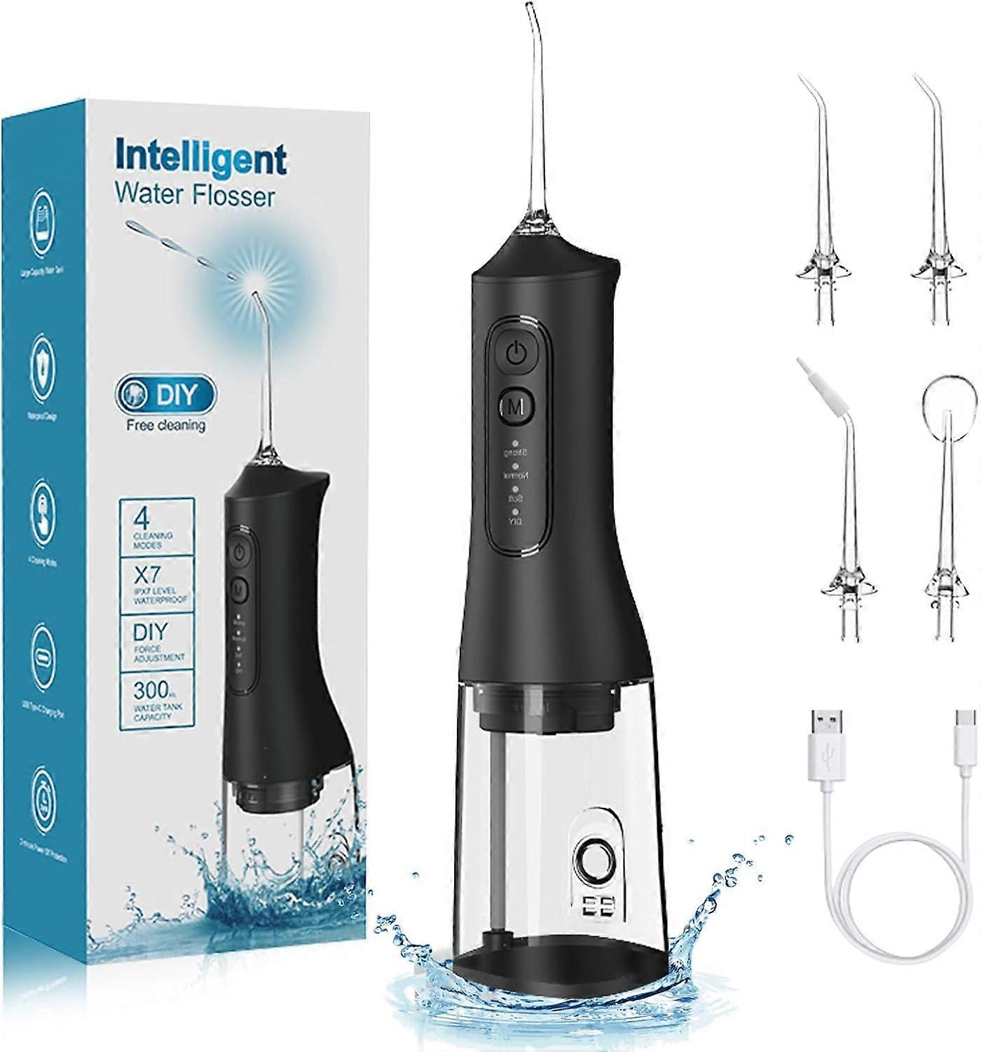Handheld portable water flosser (black)