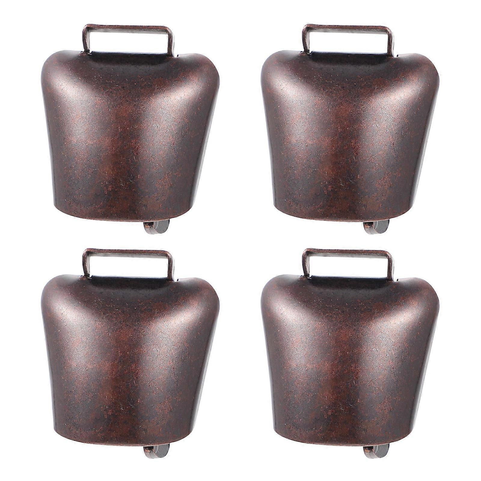 Copper Grazing Cow Bells 4Pcs Loud Sound Designed For Animal Grazing Thickened Design Perfect For Farmers