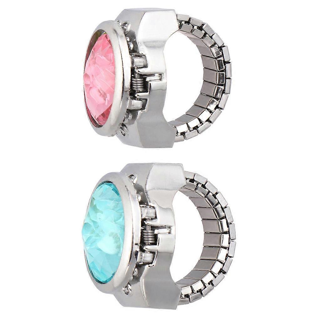 Stylish Finger Watches with Quartz Movement for Decoration Assorted Color 2 Pieces