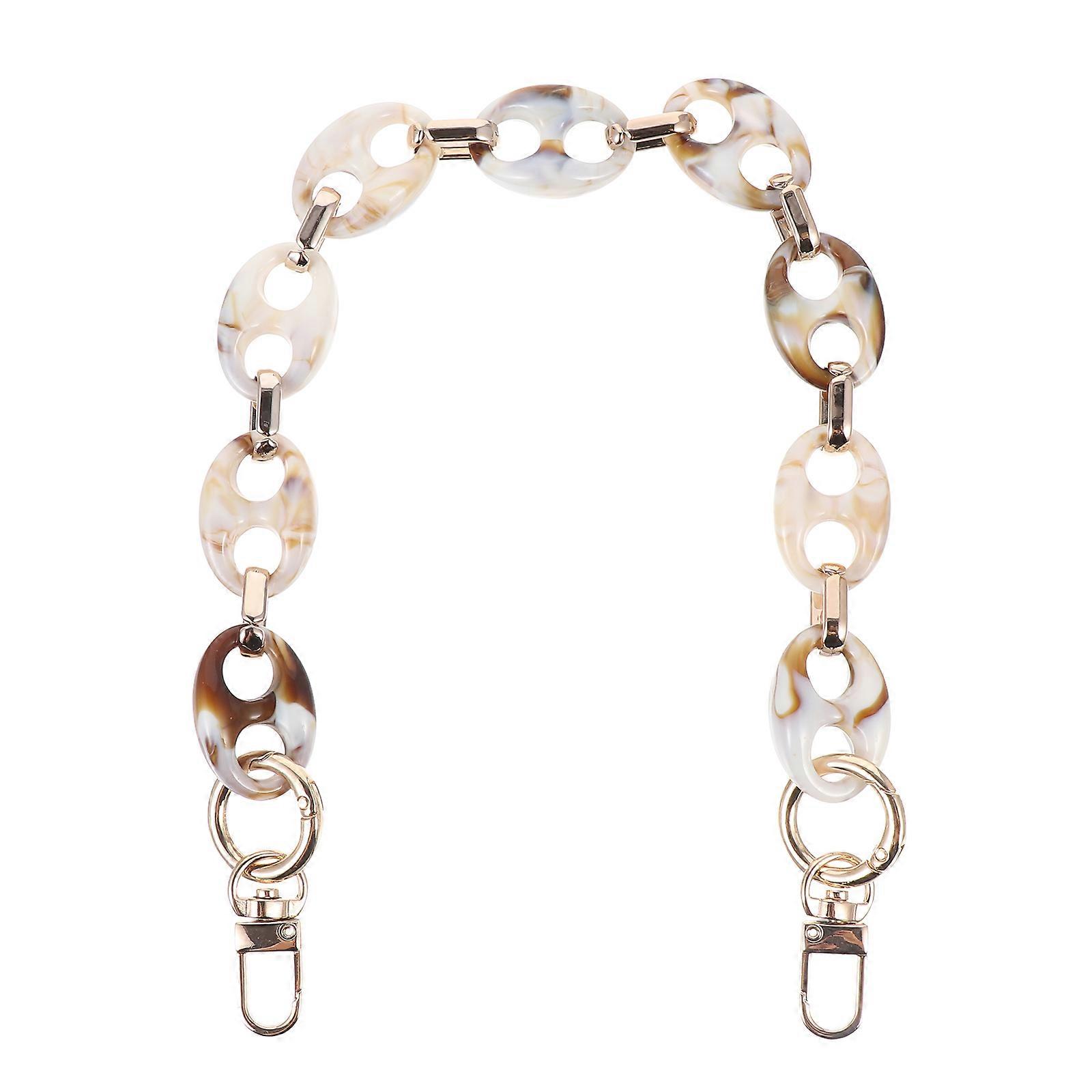 Retro Detachable Resin Bag Handle Chain Shoulder Strap for DIY Handbags – Stylish Beige Acrylic Accessory for Tote & Clutch Bags Replacement for Women