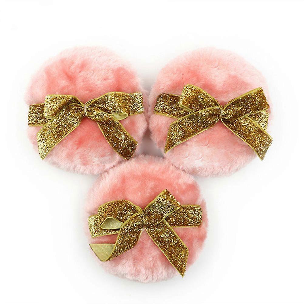 2Pcs Long Plush Fiber Powder For Infant Use Square Pink Glitter Bowknot Band