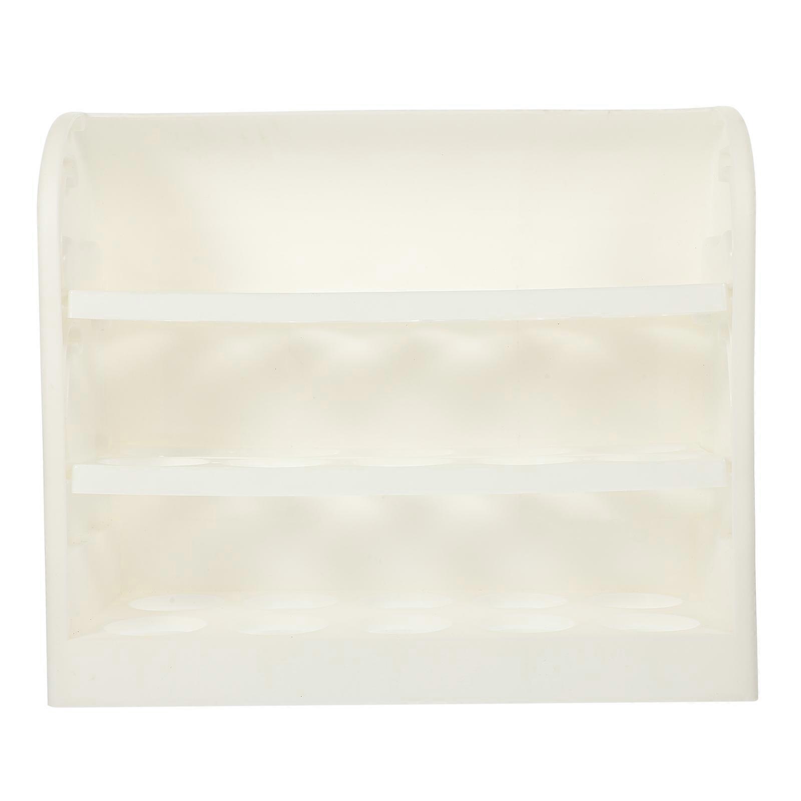White Plastic Egg Holder Rack for Home Use with MultiLayer Design and Large Capacity 4.7 x 3.9 inches