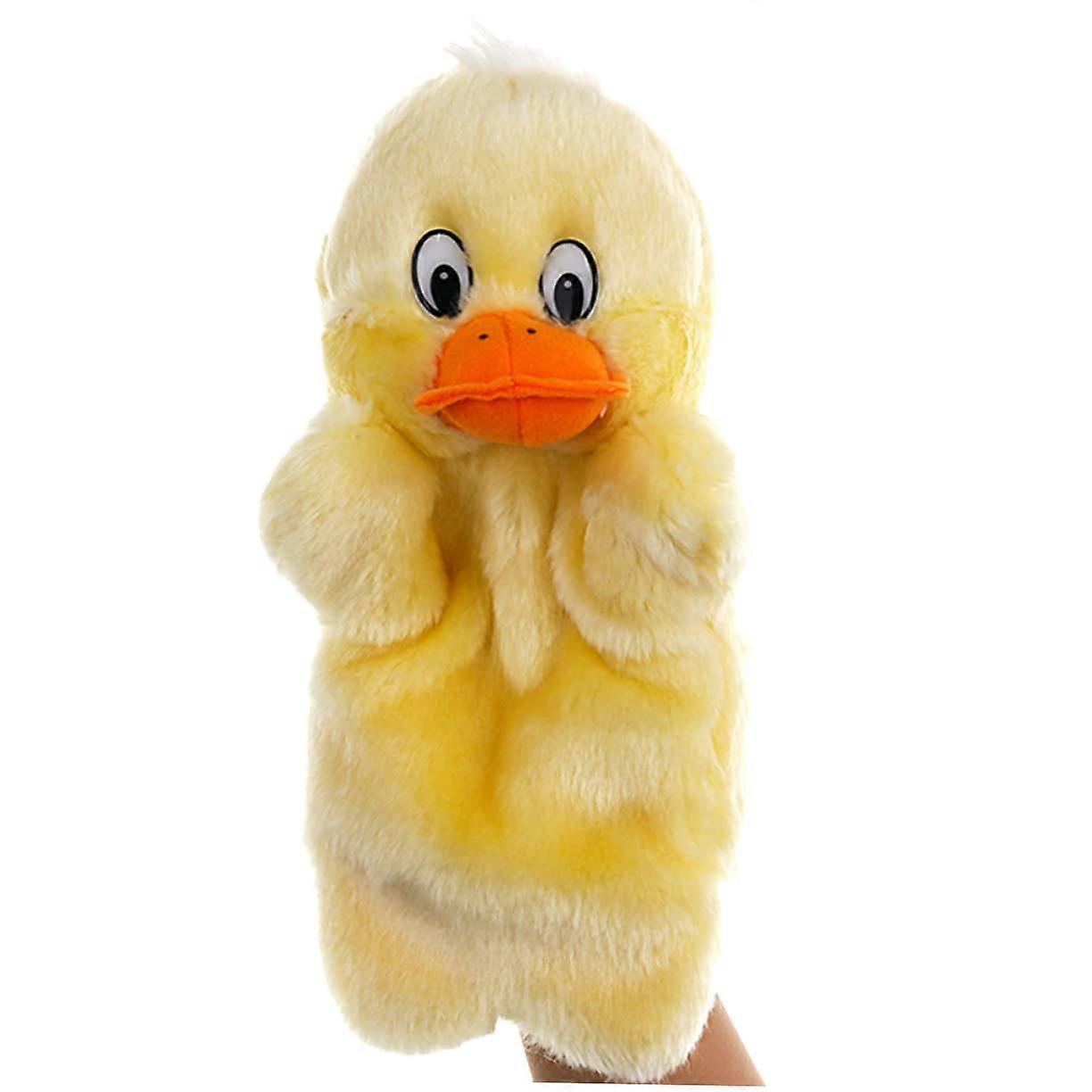 Cute Yellow Duck Hand Puppet Made of Soft Plush for Interactive Role Play, Storytelling, and Educational Puppet Theater for Toddlers