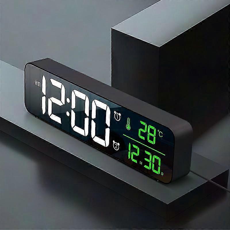 Digital Alarm Clock with LED Display, Snooze Function & USB Charging Ports