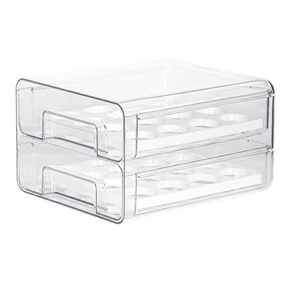 Egg Tray for Refrigerator Fridge Organization Transparent Pet Double Layers with Moisture Proof Function 1Set