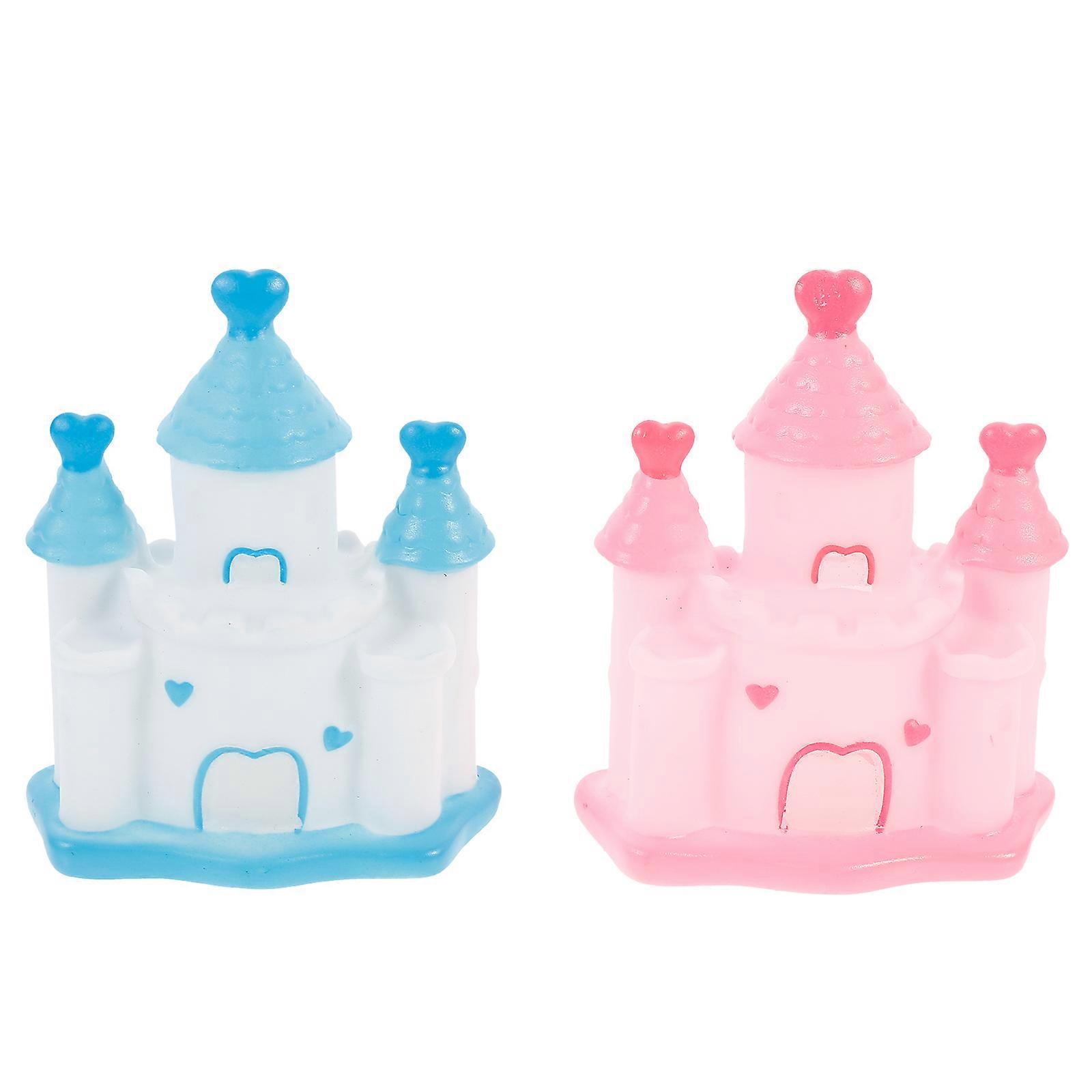 Fairy Tale Castle Statues Vinyl Castle Ornaments Children's Toy Assorted Color Decorative 2Pcs
